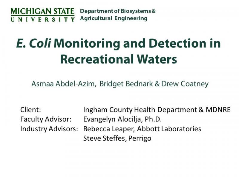 Ecoli Monitoring Team