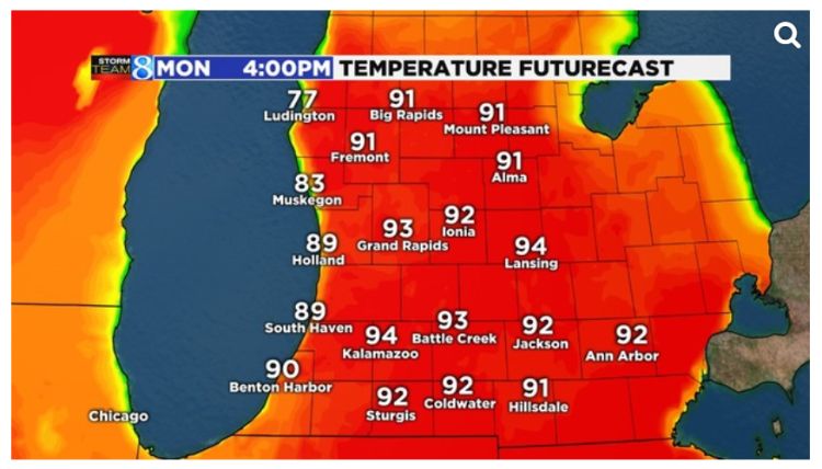 Temperature forecast for Memorial Day 2018