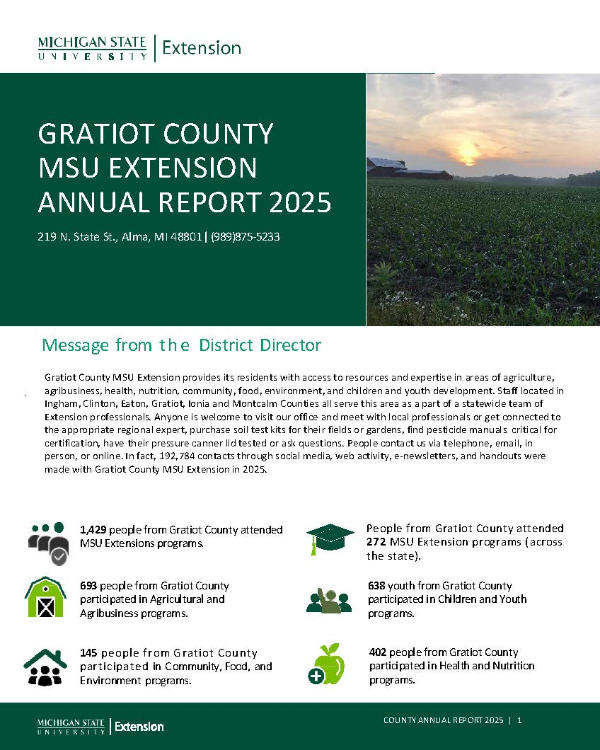 2025 Gratiot County MSU Extension Annual Report page one