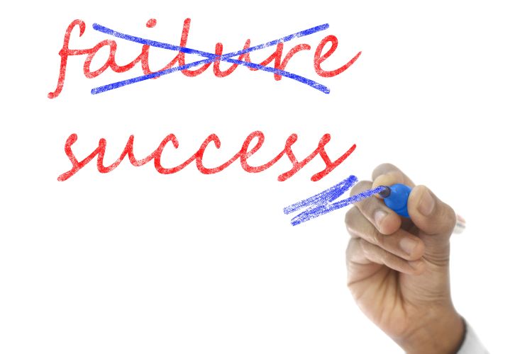 A hand writing failure and success