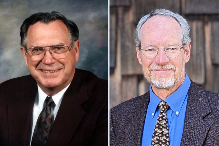 Image of Rob Elliott (M.S., ’94, Fisheries and Wildlife) and Dr. Niles R. Kevern.