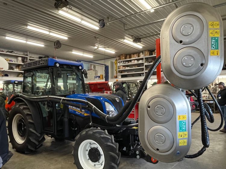 A pneumatic defoliation machine.