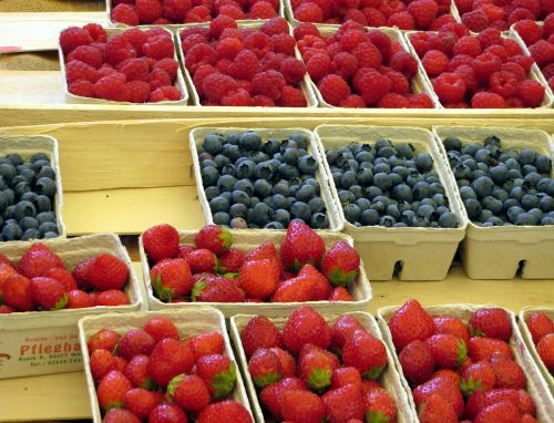 Blueberries, strawberries and raspberries