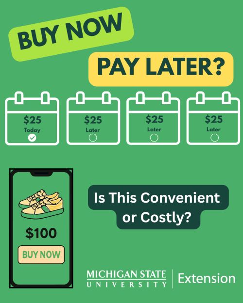A green design that says 