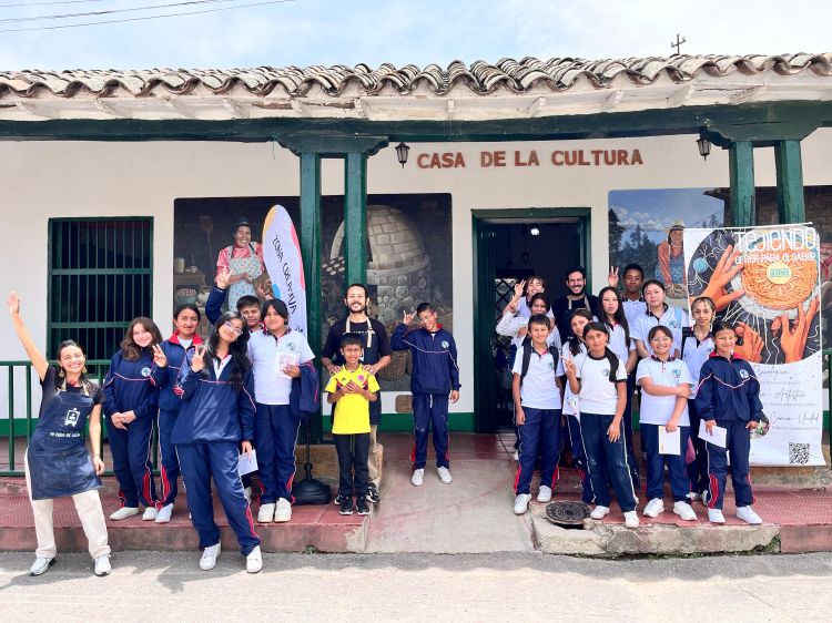 Kids outside a school