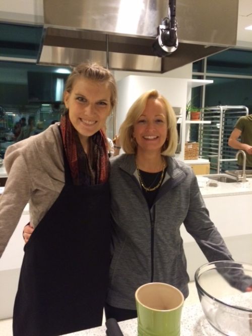 Jillian Lapinski, second year medical student and Dr. Jayne Courts, smiling at the Culinary Medicine class. Photo credit: Kendra Wills l MSU Extension