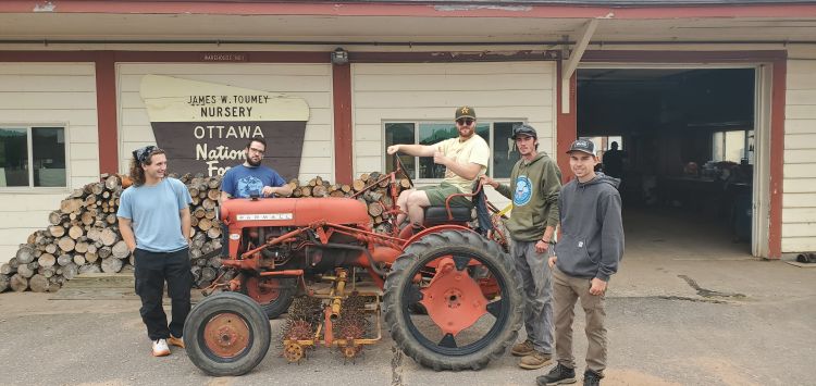 Students, from left, Matthew Faccio, Carl Hurkman, Brogen Hall, Liam MacFadyen, and Logan Arnold visited James W. Toumey Nursery where they were introduced to the unique seed operations available to our national forests. Students in the IAT Forest Technology Program were taken across the U.P. during the first semester of the program to learn the fundamentals and basics of Michigan forestry.