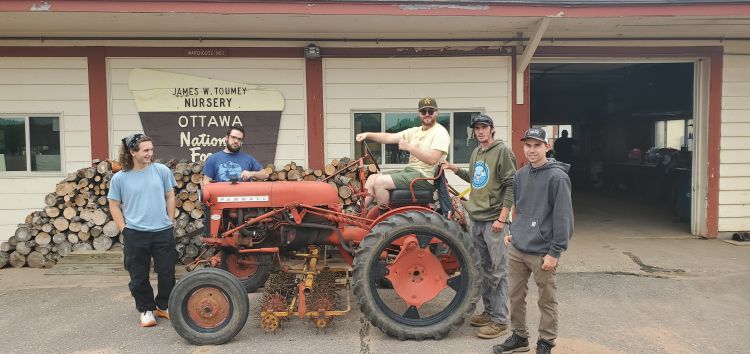 Students, from left, Matthew Faccio, Carl Hurkman, Brogen Hall, Liam MacFadyen, and Logan Arnold visited James W. Toumey Nursery where they were introduced to the unique seed operations available to our national forests. Students in the IAT Forest Technology Program were taken across the U.P. during the first semester of the program to learn the fundamentals and basics of Michigan forestry.