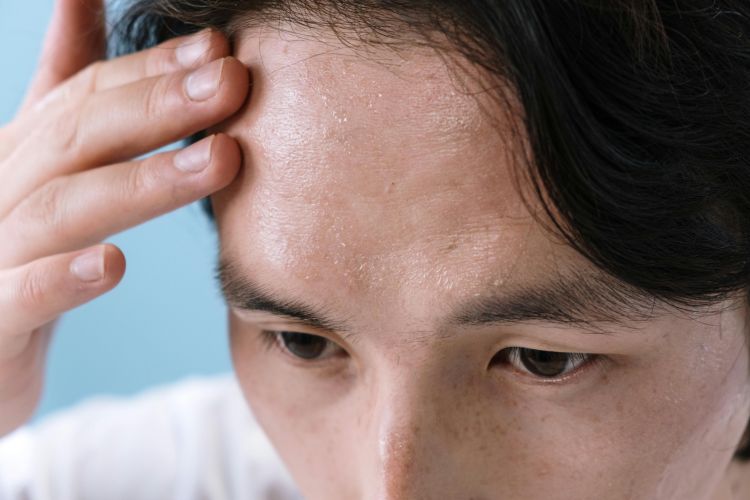 A person sweating.