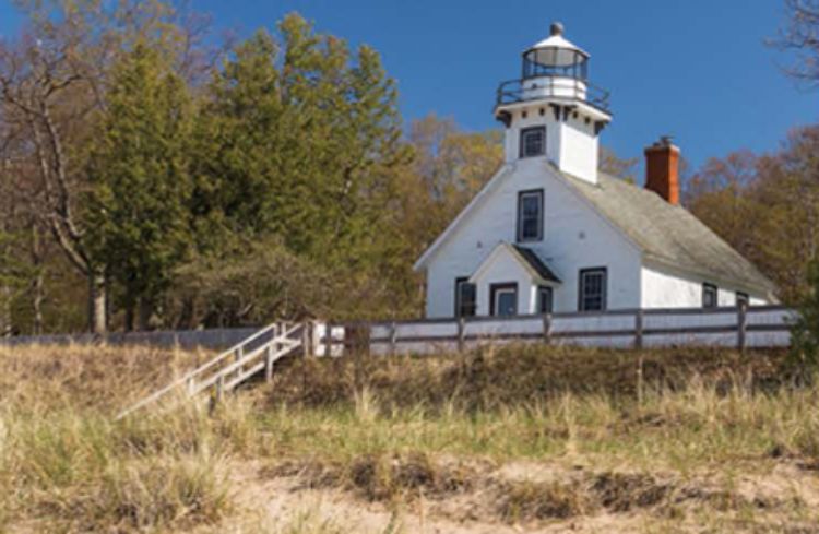 Old Mission Point Lighthouse on Old Mission Peninsula, Traverse City, Michigan.