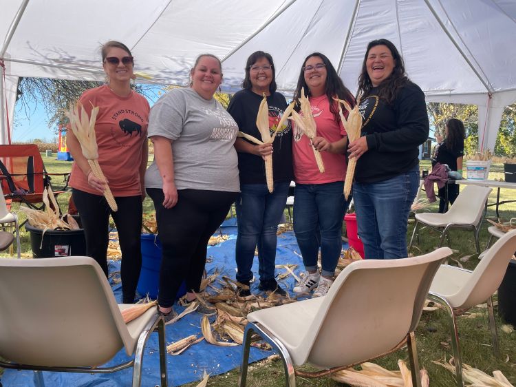 Members of the Ponca Tribe of Nebraska, from left, Candace Schmidt (Tribal Chairwoman), Courtney Chavez (Chief Executive Director of Tribal Affairs), Dani Wright (Tribal Transit Director), Patience Teboe (Tribal Culture Director), Angie Starkel (Tribal Vice Chairwoman).