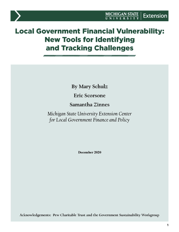 Front cover of report.