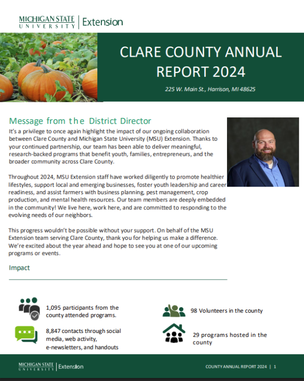 Front cover of the Clare County Annual Report 2024.