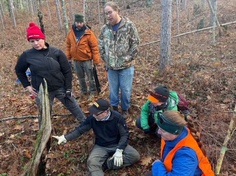 Kurt explains the mechanisms of fire scar formation with partners and collaborators from Tribal groups and the Michigan DNR.