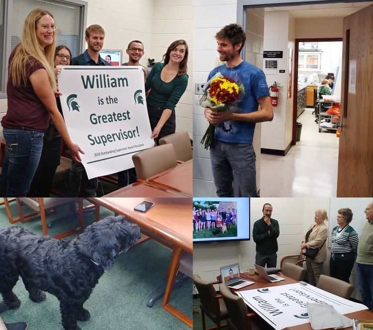 Collage of Will Wetzel receiving award