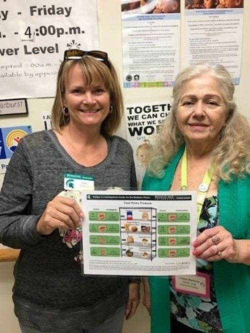 Pam Daniels, MSU Extension (left) and Diane Long, Director Project Starburst Food Pantry (right).