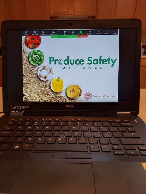 Laptop computer screen showing online PSA Training module.