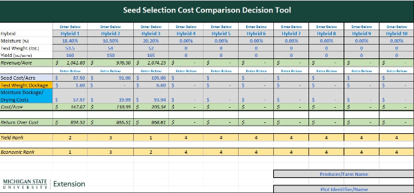 Screenshot of seed selection tool