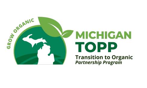 Green circle behind an image of the state of Michigan. In the logo, it reads 
