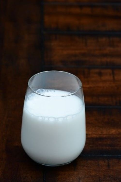 A glass of milk.