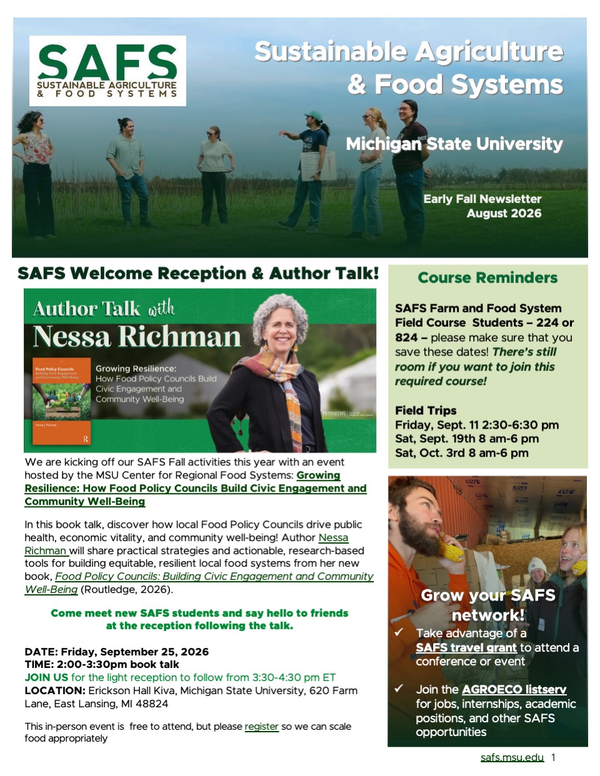 Cover of SAFS Early Fall 2026 Newsletter