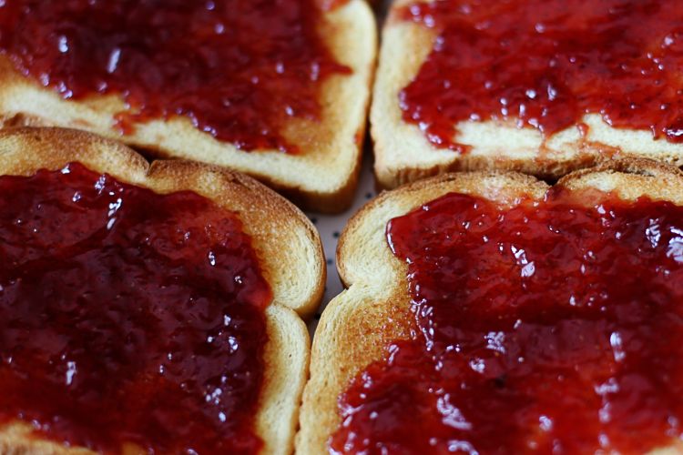 Jam on toast.