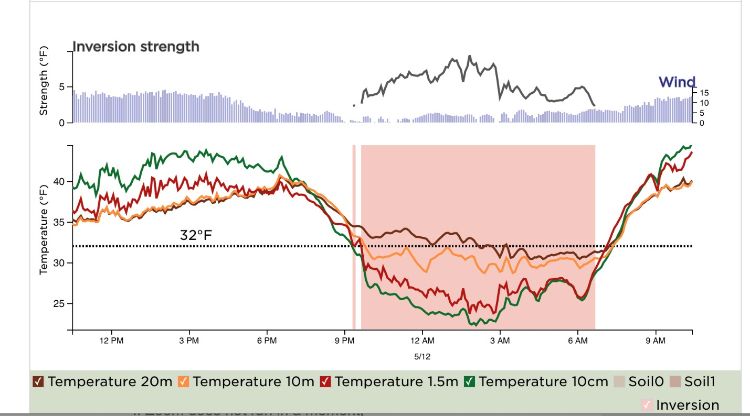 Inversion freeze event on the Williamsburg tower on May 12, 2020