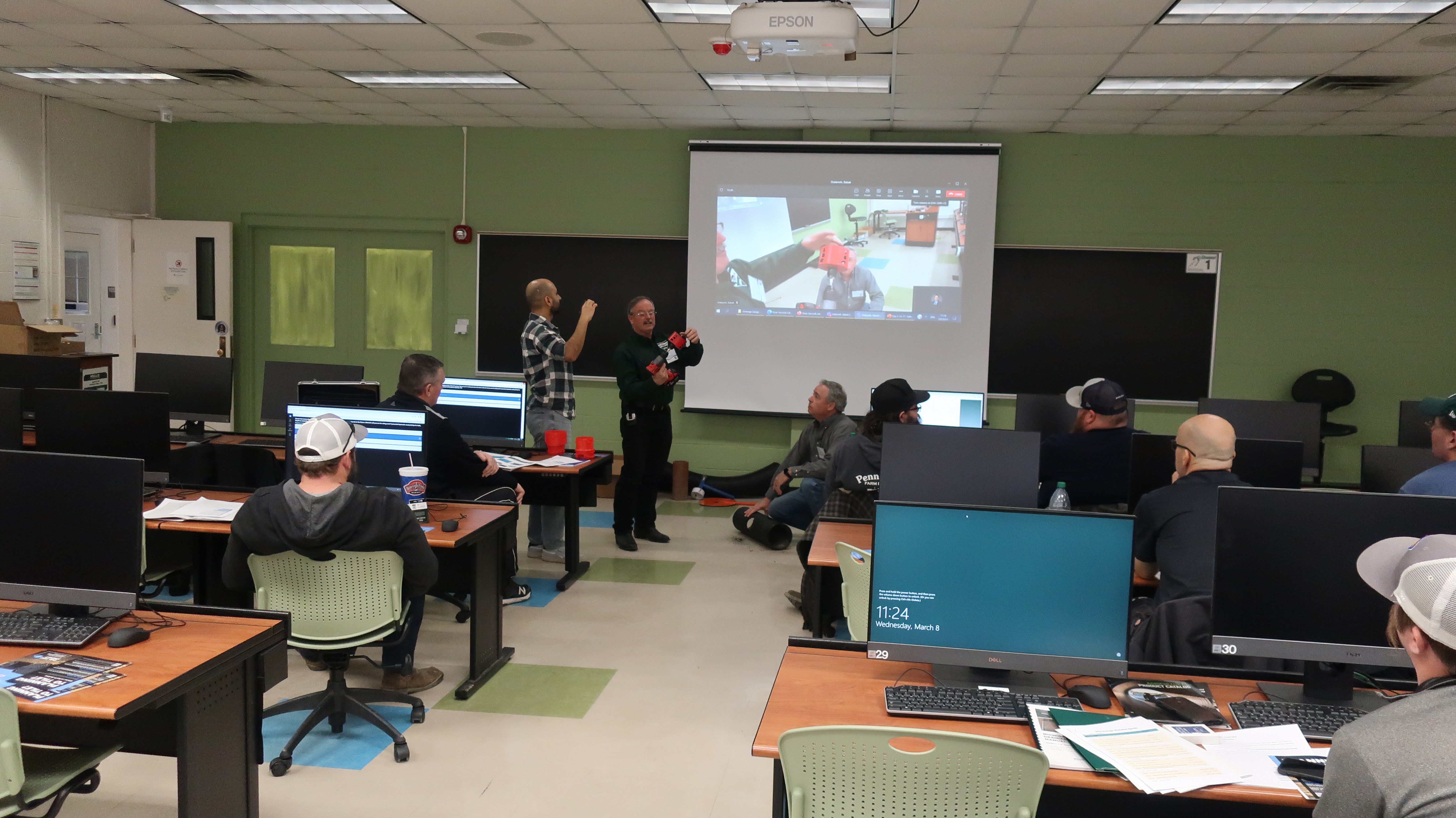 People watching a demonstration