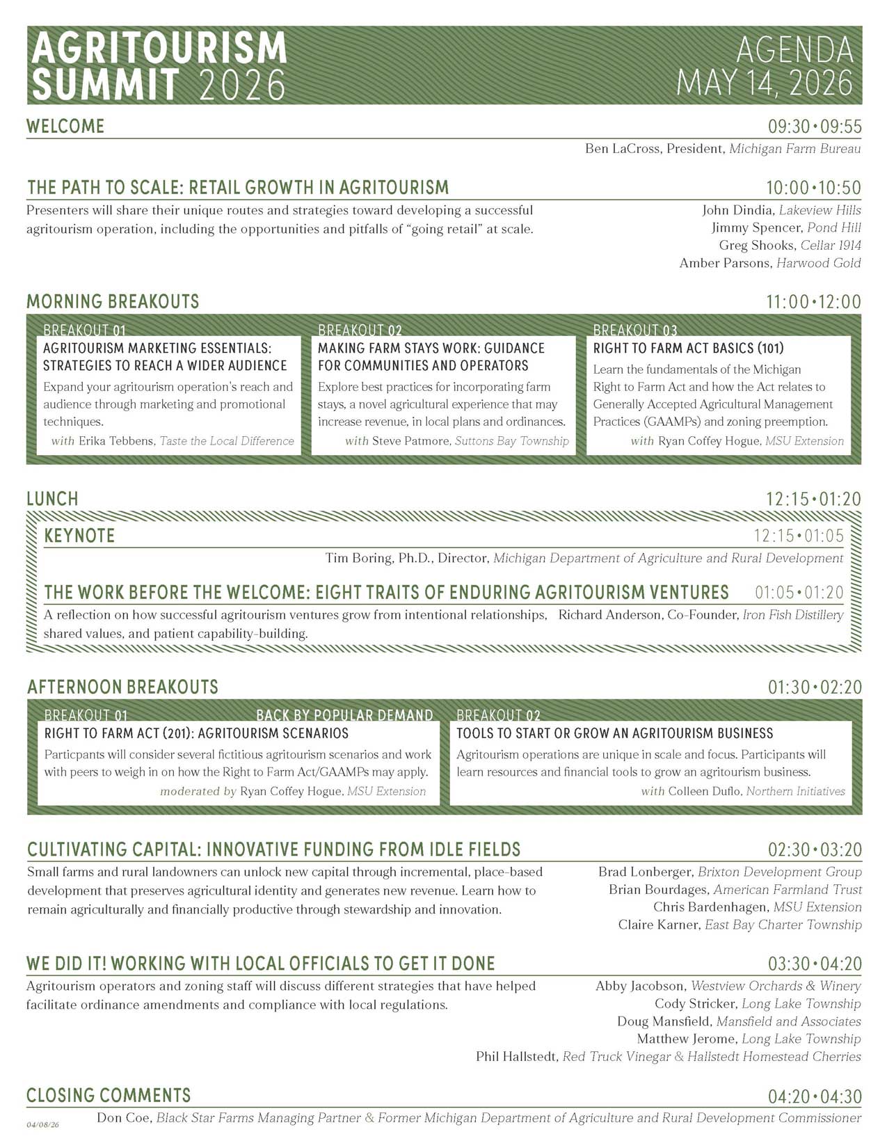 2026 Agritourism Summit Agenda