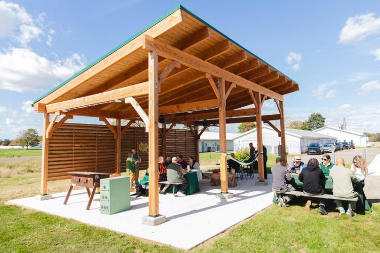 The new teaching pavilion at the MSU Pollinator Performance Center. 