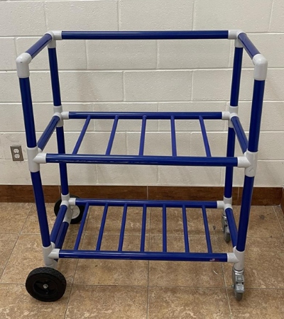 Portable recess cart for moving play equipment indoors and out