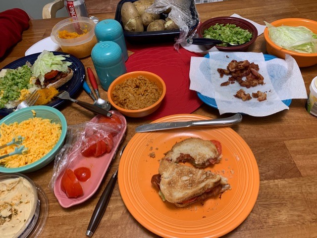 Dinner table filled with food