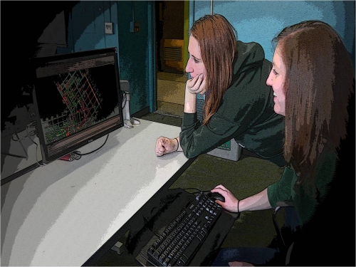 Students working at computer